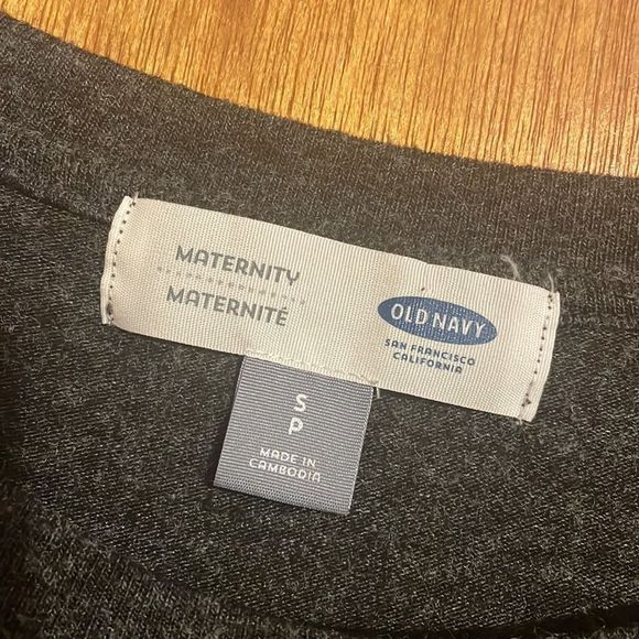 •OLD NAVY•MATERNITY CHARCOAL GRAY LONG SLEEVE TOP BLACK SHEER HEM SIZE SMALL EUC - Picture 5 of 7